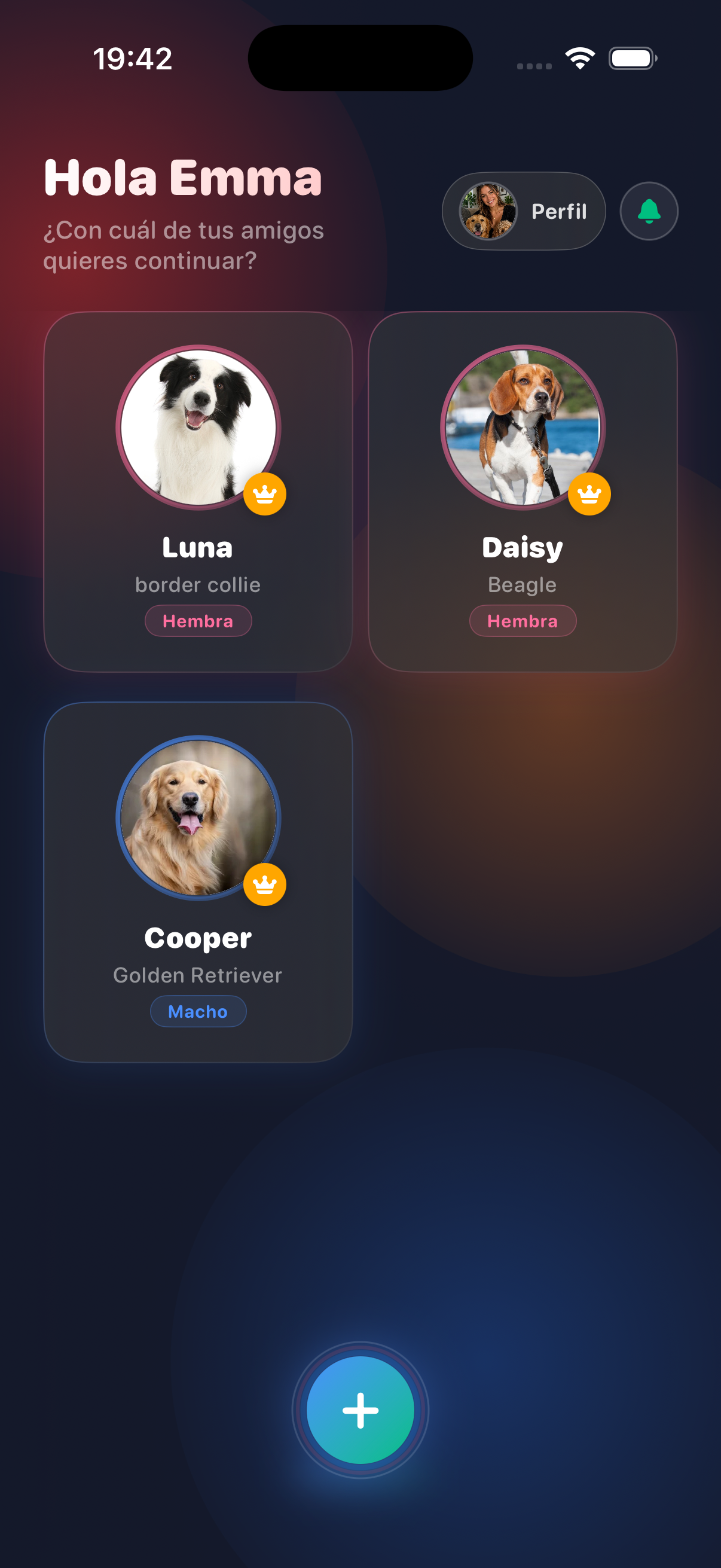 PetNest pet selection screen