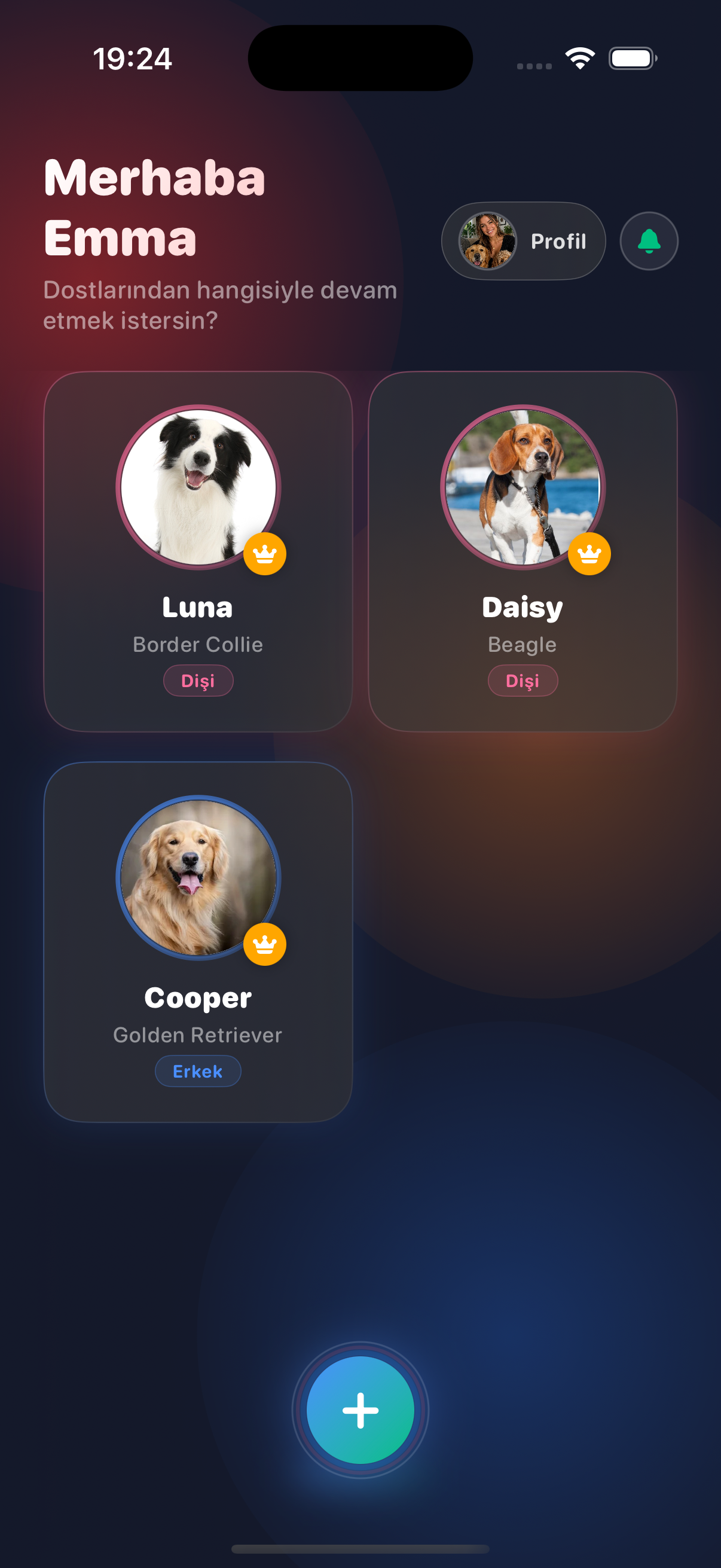 PetNest pet selection screen